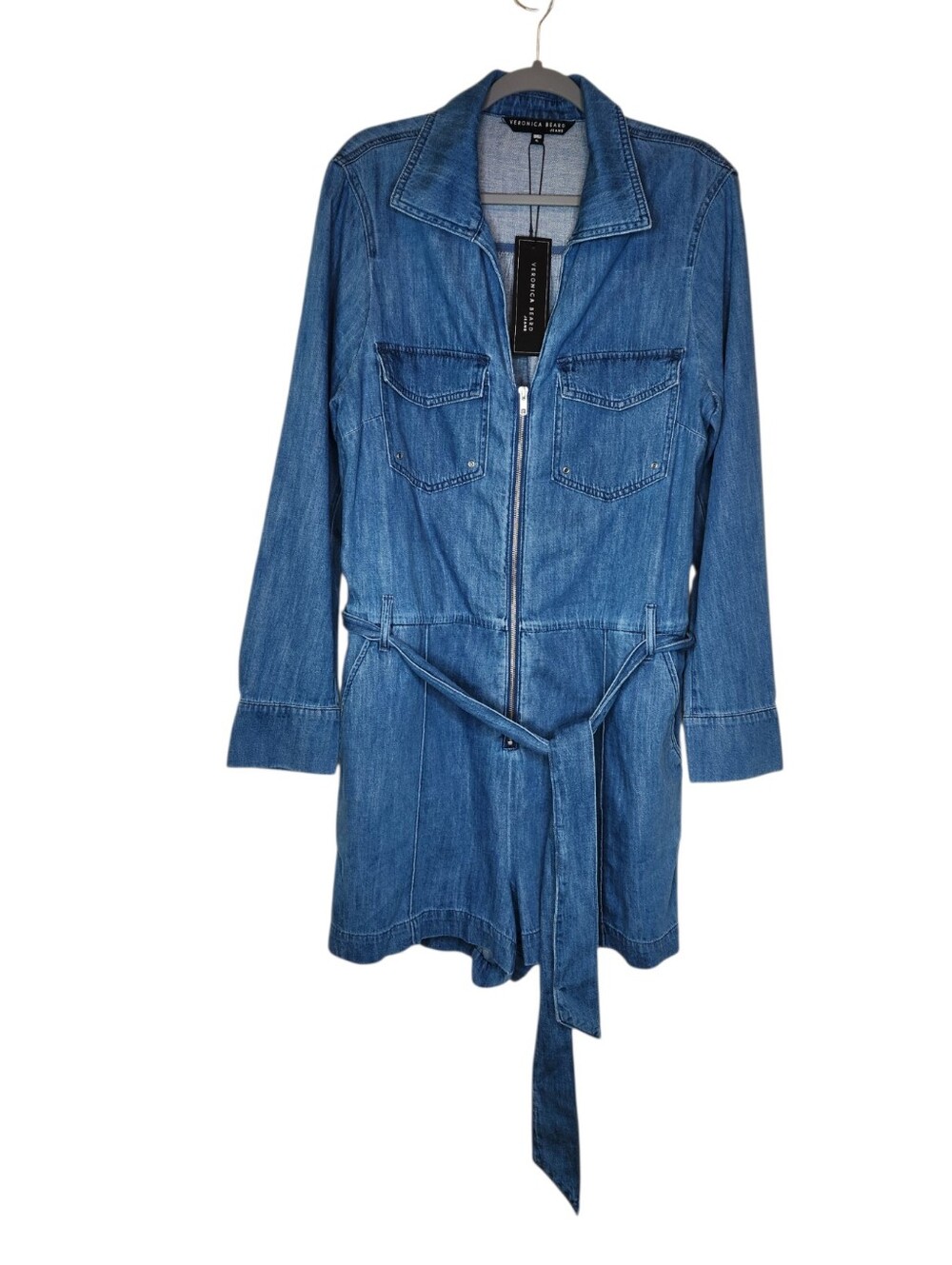 NEW Veronica Beard Keenan Romper in Medium Blue Size XL